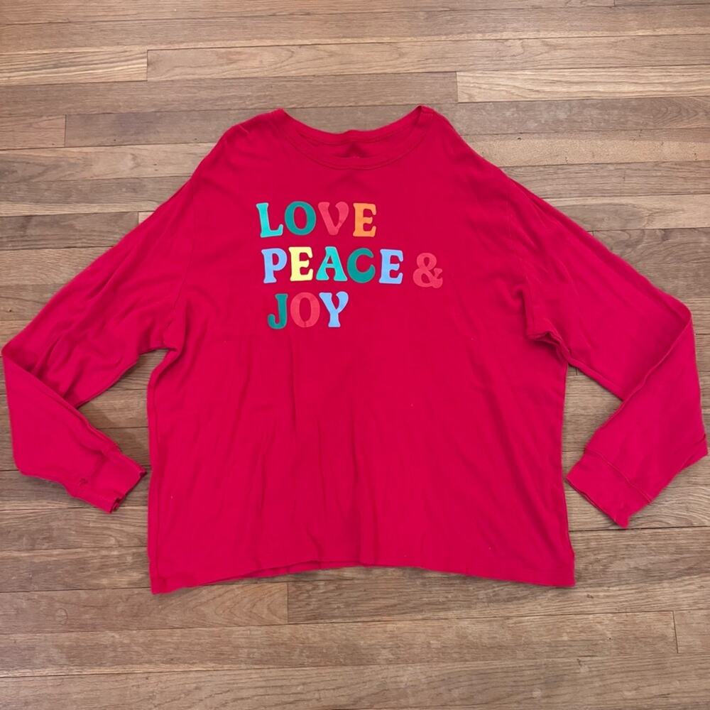 Wondershop Men's Red Love Peace & Joy 100% Cotton Sleepwear Top - Size XXL
 b90